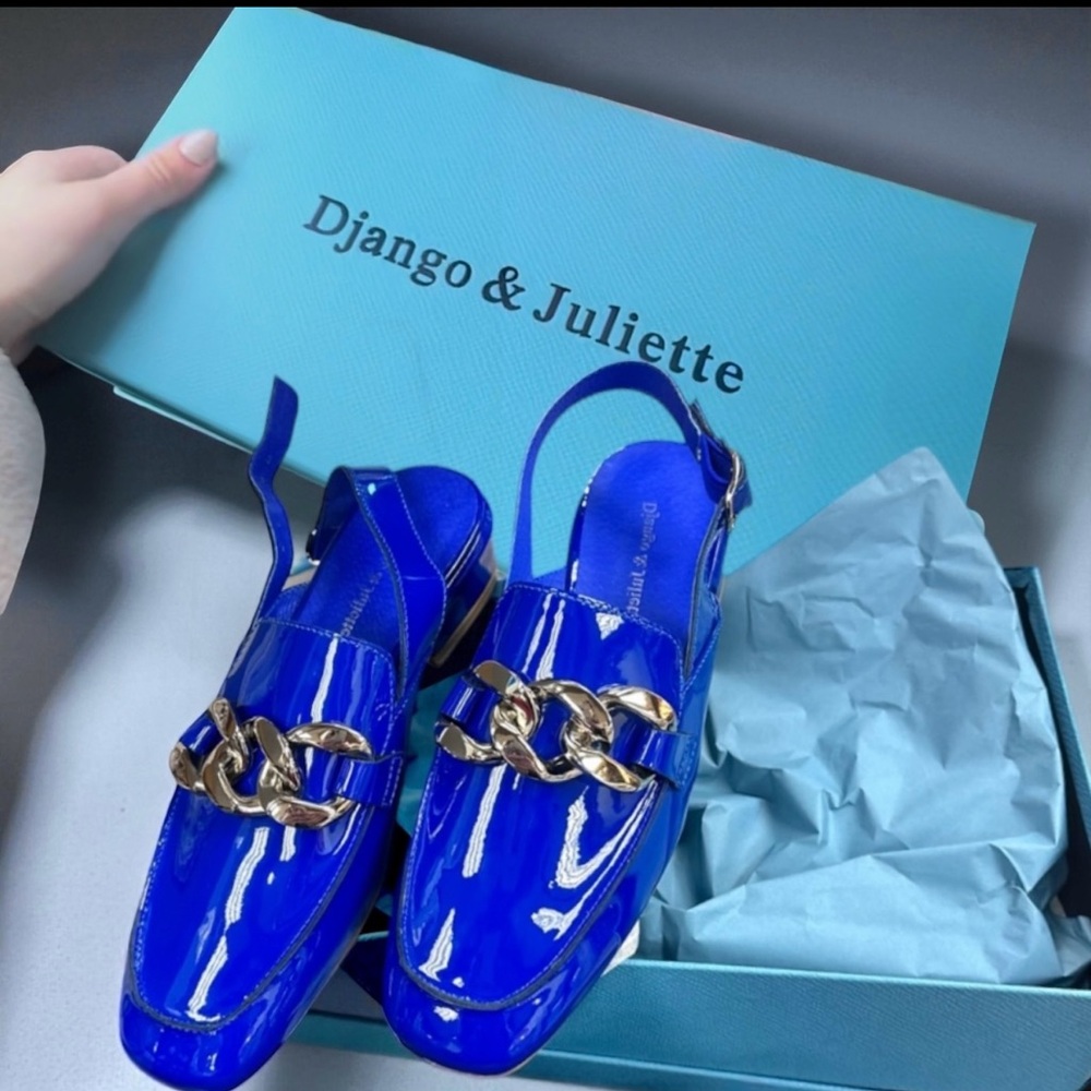 Django & Juliette Vabor Slingback in Cobalt Blue Leather Heeled Mules